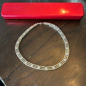 Esprit 925 Sterling Silver 8.5"mm Bar Link 17.5" Inch Necklace